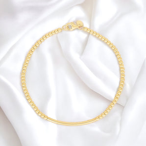 Yellow Gold Bead Bar Bracelet - 14k Gold jewelry - Roteiro Jewelry