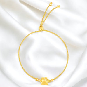 Adjustable Paw Print 14k gold Bracelet - Roteiro Jewelry