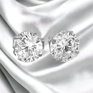 Cubic Zirconia Stud Earrings - 8.0mm Round