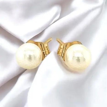 Freshwater Cultured White Pearl Stud Earrings (4 mm) roteirojewelry