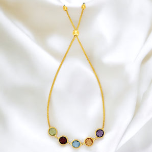 Multicolored Large Gemstone Adjustable Bracelet - Roteiro Jewelry