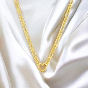 Figaro Chain Necklace with Heart