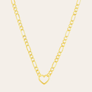 Figaro Chain Necklace with Heart