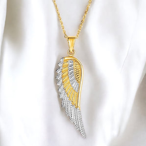 Angel Wing Pendant 14k Gold Necklace - Roteiro Jewelry