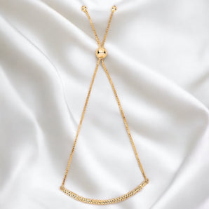 14k Gold Curved Bar Lariat Style Bracelet - Roteiro Jewelry