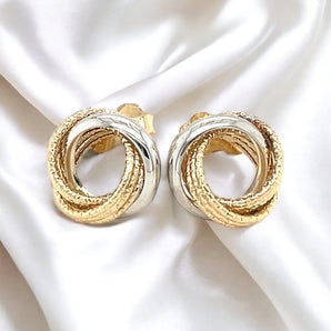 Multi-Textured Open Circle Style Entwined Earrings