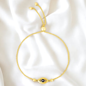 Adjustable Evil Eye Bracelet - 14k Gold Jewelry - Roteiro Jewelry