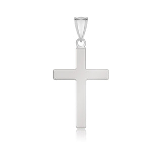 14k White Gold Flat Design Cross Pendant RCJ