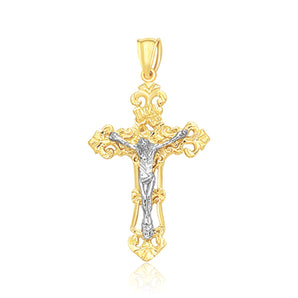 14k Two Tone Gold Cross Pendant RCJ