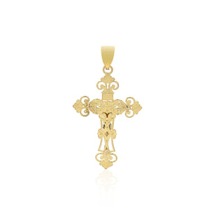 14k Two Tone Gold Cross Pendant RCJ