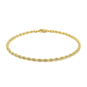14k Yellow Gold Solid Diamond Cut Rope Bracelet (2.50 mm) RCJ