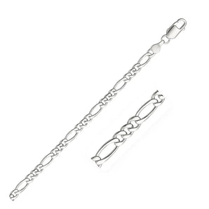 14k White Gold Solid Figaro Bracelet (3.80 mm) RCJ