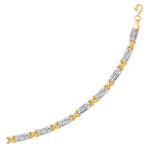 14k Two-Tone Gold Fancy X Line Bracelet (4.80 mm) RCJ