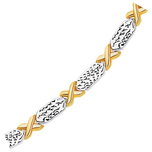 14k Two-Tone Gold Fancy X Line Bracelet (4.80 mm) RCJ