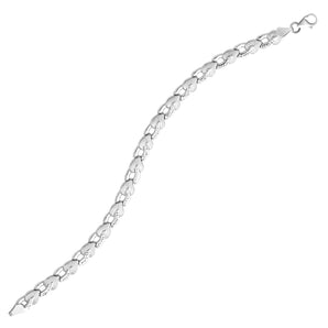 14k White Gold Heart Shape Textured Bracelet (6.35 mm) RCJ