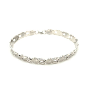 14k White Gold Heart Shape Textured Bracelet (6.35 mm) RCJ