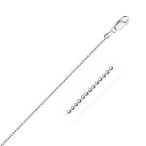 14k White Gold Diamond-Cut Bead Chain (1.10 mm) RCJ