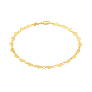 14k Yellow Gold 7 inch Mirrored Heart Chain Bracelet (5.00 mm) RCJ