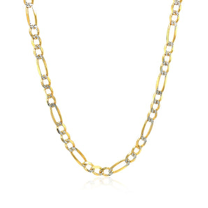 14K Yellow Gold Solid Pave Figaro Chain (3.80 mm) RCJ