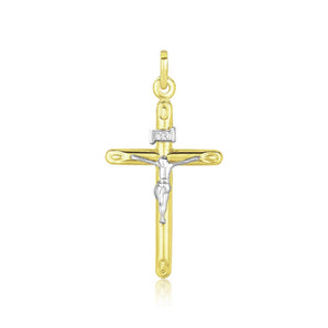 14k Two Tone Gold Cross Pendant RCJ