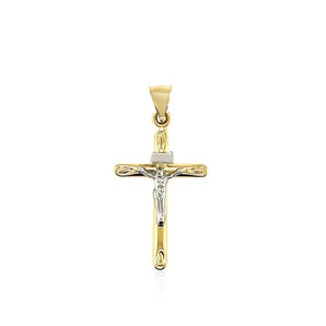 14k Two Tone Gold Cross Pendant RCJ