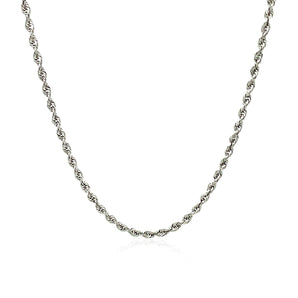 14k White Gold Solid Diamond Cut Rope Chain (2.00 mm) RCJ
