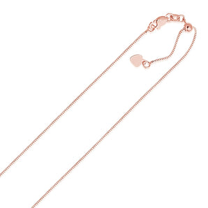 14k Rose Gold Adjustable Box Chain (0.70 mm) RCJ