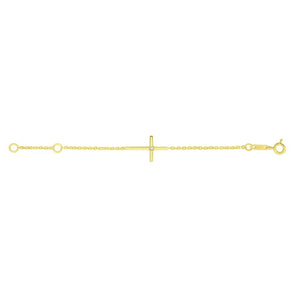 14k Yellow Gold 5 1/2 inch Childrens Bracelet with Cross (1.00 mm) RCJ