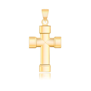 14k Yellow Gold Cross Pendant with Block Like Ends RCJ