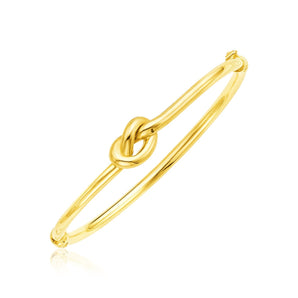 14k Yellow Gold Bangle Bracelet with Polished Knot (9.50 mm) RCJ