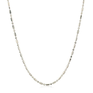 14k White Gold Diamond-Cut Alternating Bead Chain (1.30 mm) RCJ