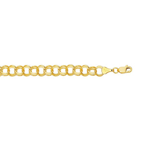 14k Yellow Gold Solid Double Link Charm Bracelet (7.00 mm) RCJ