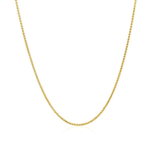 14k Yellow Gold Diamond Cut Round Wheat Chain (1.00 mm) RCJ