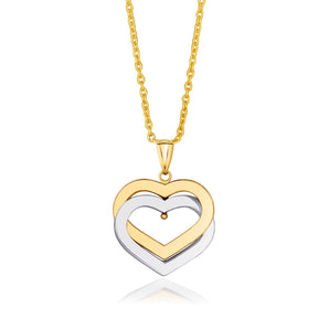 14k Two-Tone Gold Intertwined Hearts Pendant RCJ