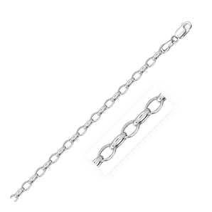 14k White Gold Oval Rolo Bracelet  (4.60 mm) RCJ