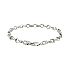 14k White Gold Oval Rolo Bracelet  (4.60 mm) RCJ