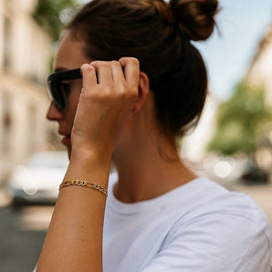 14k Yellow Gold Solid Figaro Bracelet (3.80 mm) RCJ