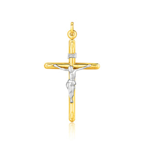 14k Two Tone Gold Cross Pendant RCJ