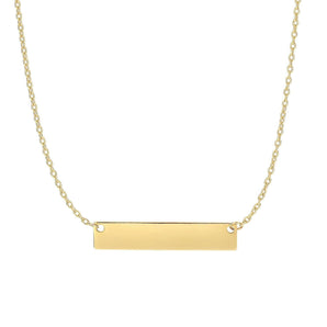 14k Yellow Gold Smooth Flat Horizontal Bar Style Necklace RCJ