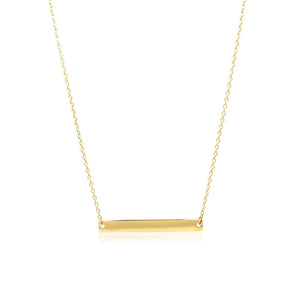 14k Yellow Gold Smooth Flat Horizontal Bar Style Necklace RCJ