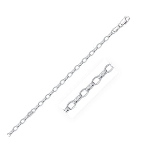 14k White Gold Oval Rolo Bracelet  (3.20 mm) RCJ