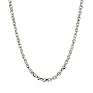 14k White Gold Diamond Cut Cable Link Chain (2.90 mm) RCJ