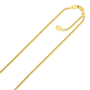 14k Yellow Gold Adjustable Popcorn Chain (1.10 mm) RCJ