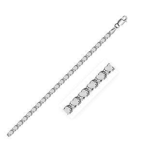 14k White Gold Heart Bracelet (3.00 mm) RCJ