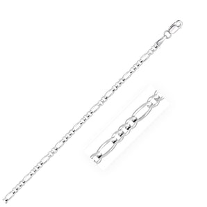14k White Gold Solid Figaro Chain (2.60 mm) RCJ