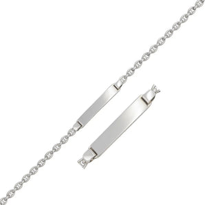 14k White Gold Figaro Chain Fancy Childrens ID Bracelet (3.30 mm) RCJ