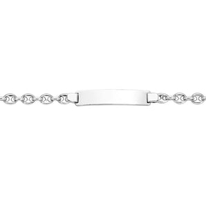 14k White Gold Figaro Chain Fancy Childrens ID Bracelet (3.30 mm) RCJ