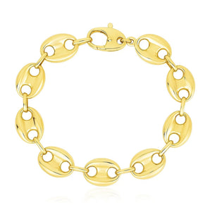 14k Yellow Gold High Polish Lite Puffed Mariner Link Bracelet  (12.00 mm) RCJ