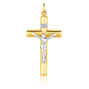 14k Two Tone Gold Cross Pendant RCJ