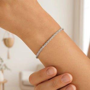 14k White Gold Solid Diamond Cut Rope Bracelet (2.00 mm) RCJ